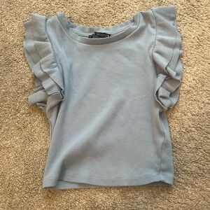 Blue Zara Ruffle Top